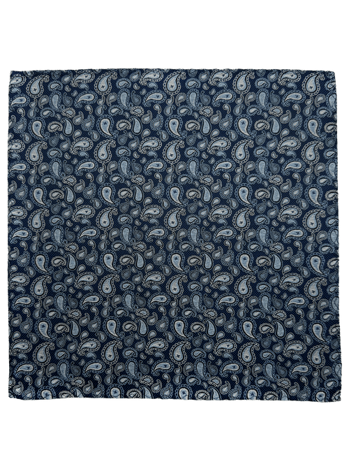 Blue Paisley Print Pocket Square