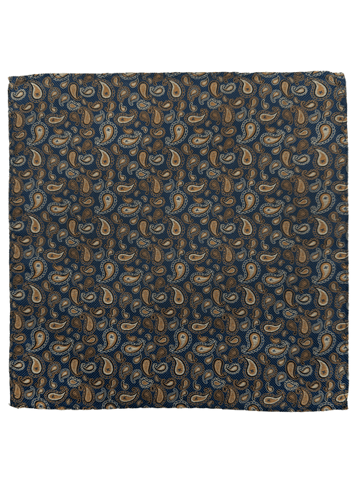 Brown Paisley Print SIlk Pocket Square