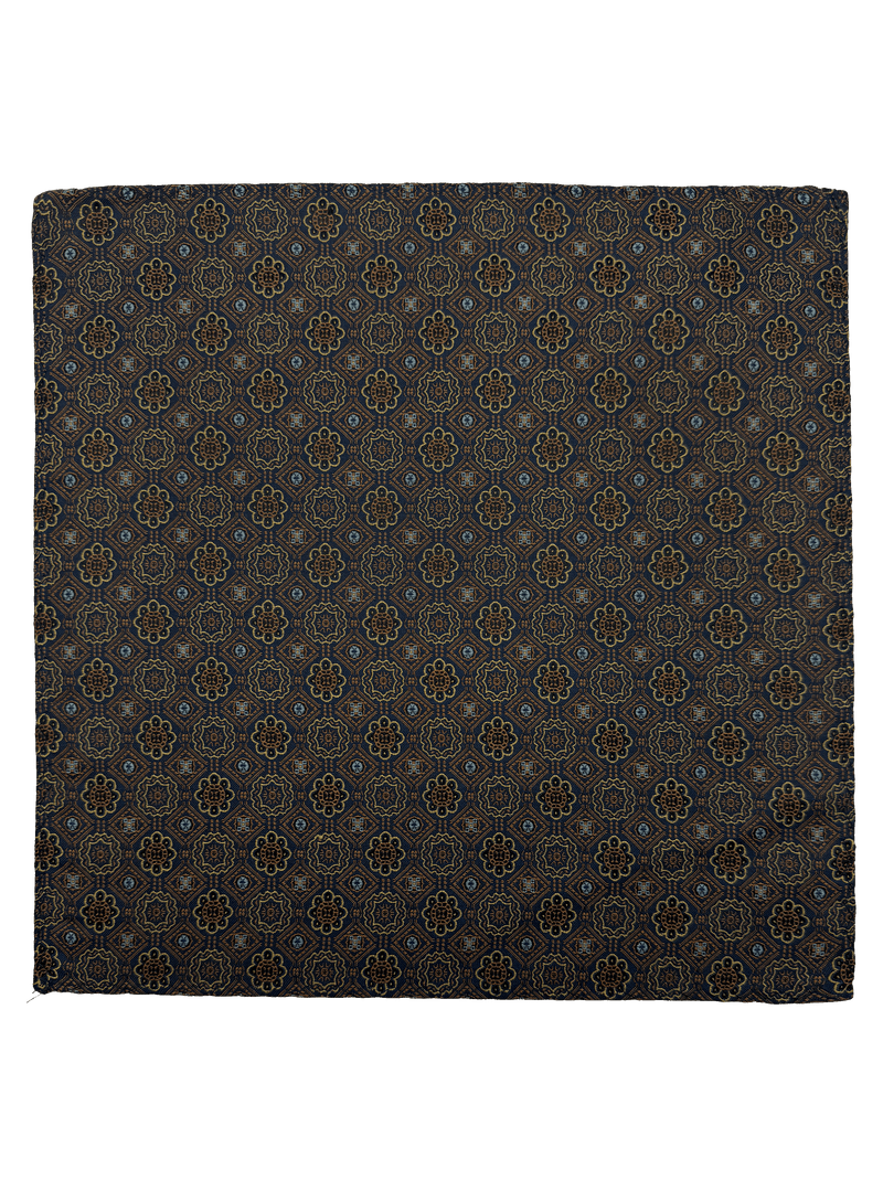 Brown Tile Print Silk Pocket Square