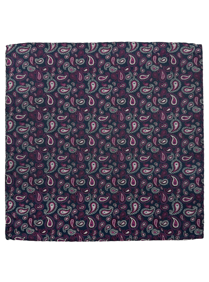 Purple Paisley Print Silk Pocket Square