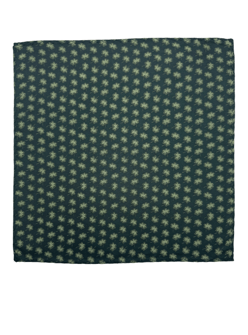 Green Floral Print Silk Pocket Square