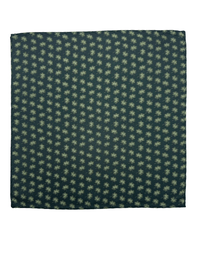 Green Floral Print Silk Pocket Square