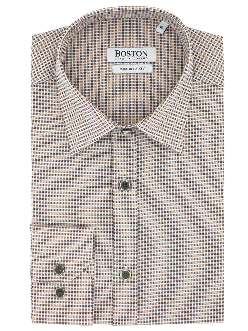Liberty Casual Brown Square Printed Shirt