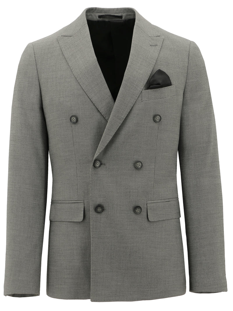 Grey Double Breasted Woven Suit