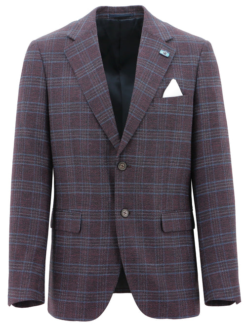 Turin Burgundy Checked Sports Jacket