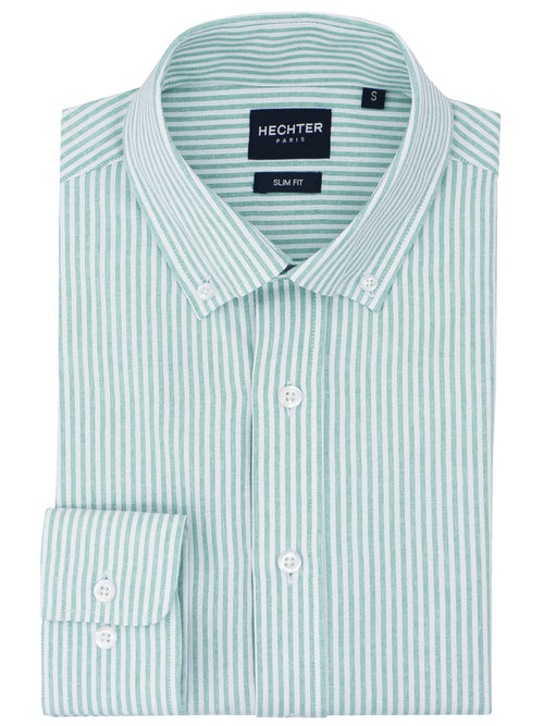 Green Button Down Striped Shirt