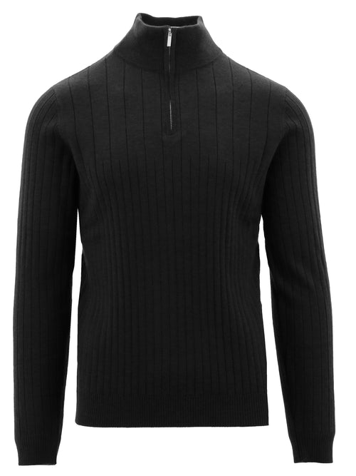 Black Ribbed Quarter Zip Knit Jumper