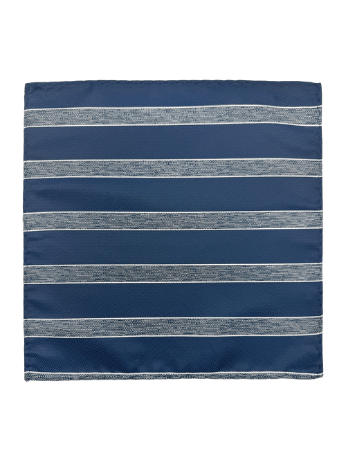Stuyvesant Navy Grey Striped Pocket Square