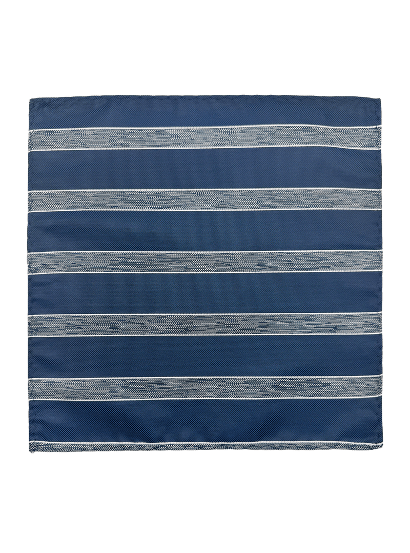 Stuyvesant Navy Grey Striped Pocket Square