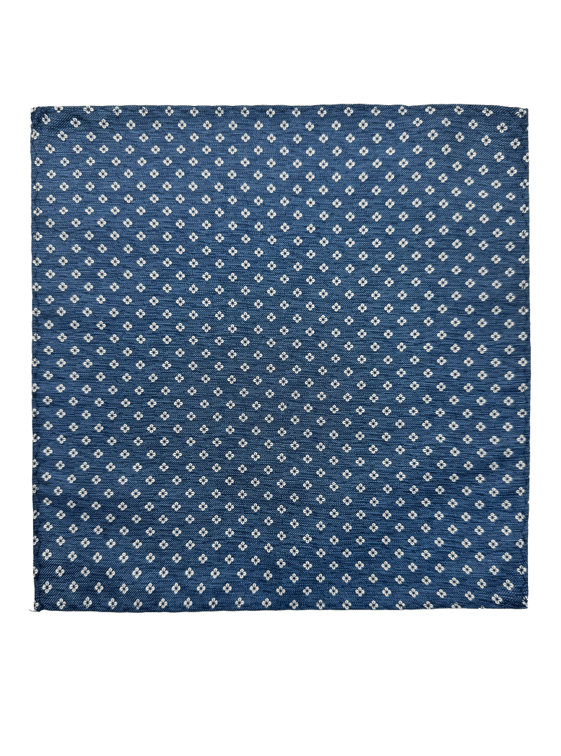 Delmonico Navy Neat Floral Motif Pocket Square