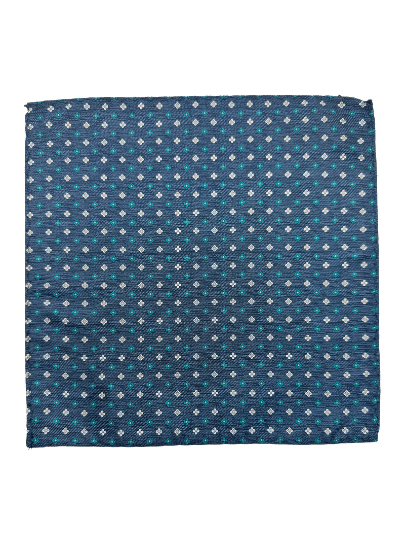 Delmonico Blue Neat Floral Pocket Square