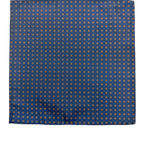 Carnegie Navy Orange Dot Grid Motif Pocket Square