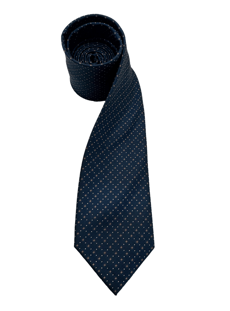 Nassau Navy Brown Dot Cross Motif Tie