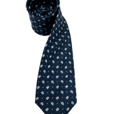 Riverside Navy White Floral Motif Tie