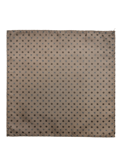 Chambers Brown White Floral Motif Pocket Square