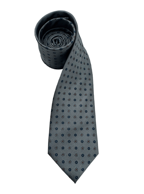 Chambers Gunmetal Navy Floral Motif Tie