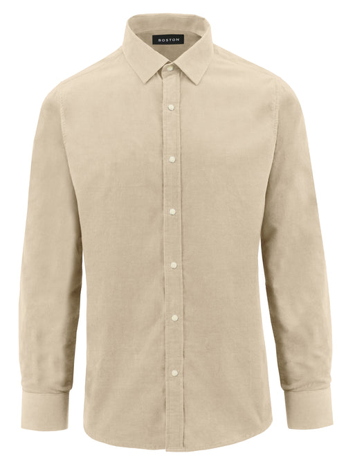 Millis Beige Fine Wale Cord Cotton Shirt