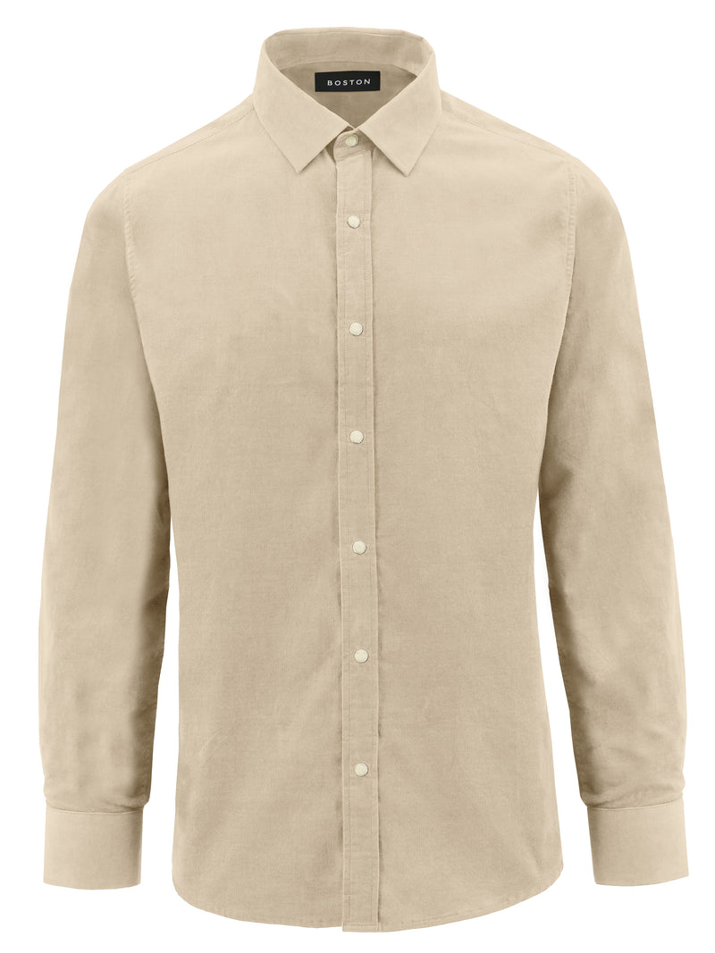 Millis Beige Fine Wale Cord Cotton Shirt