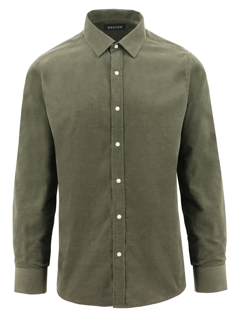 Millis Olive Fine Wale Cord Cotton Shirt