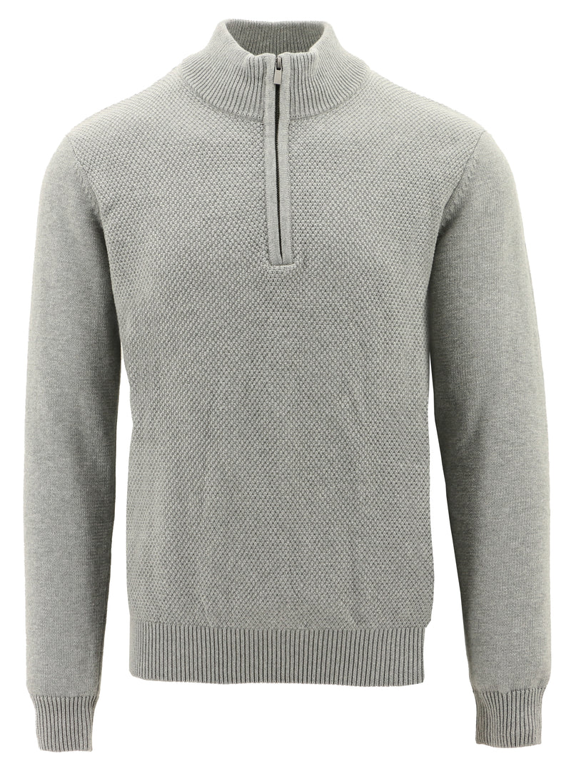 Barco Grey Quarter Zip Ribbed Knit Jumper