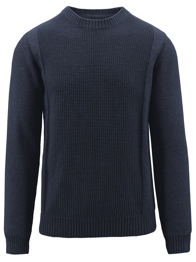 Michael Navy Woven Crew Knit Jumper
