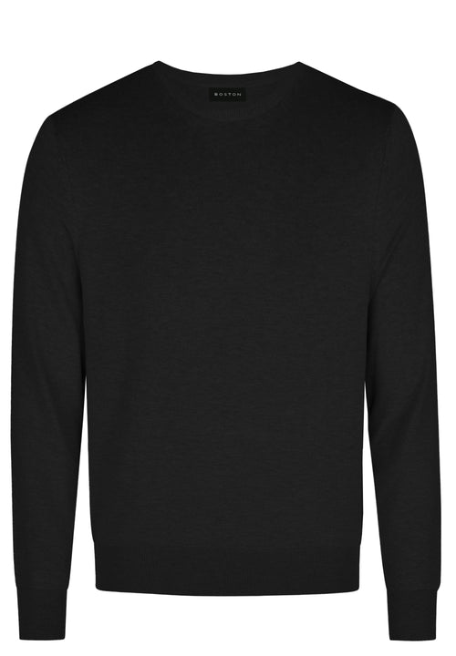Black Merino Wool Crew Knit