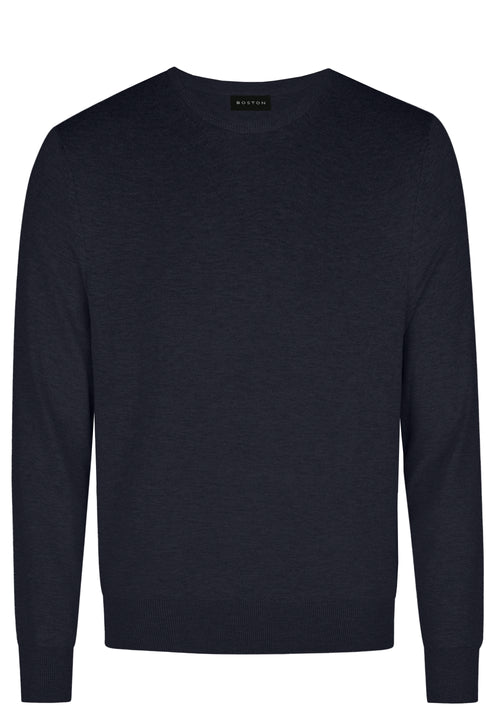 Navy Merino Wool Crew Knit