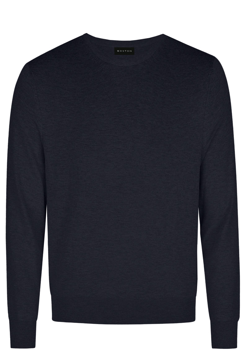 Navy Merino Wool Crew Knit