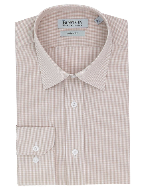 Liberty Business Almond Microchecked Cotton Shirt
