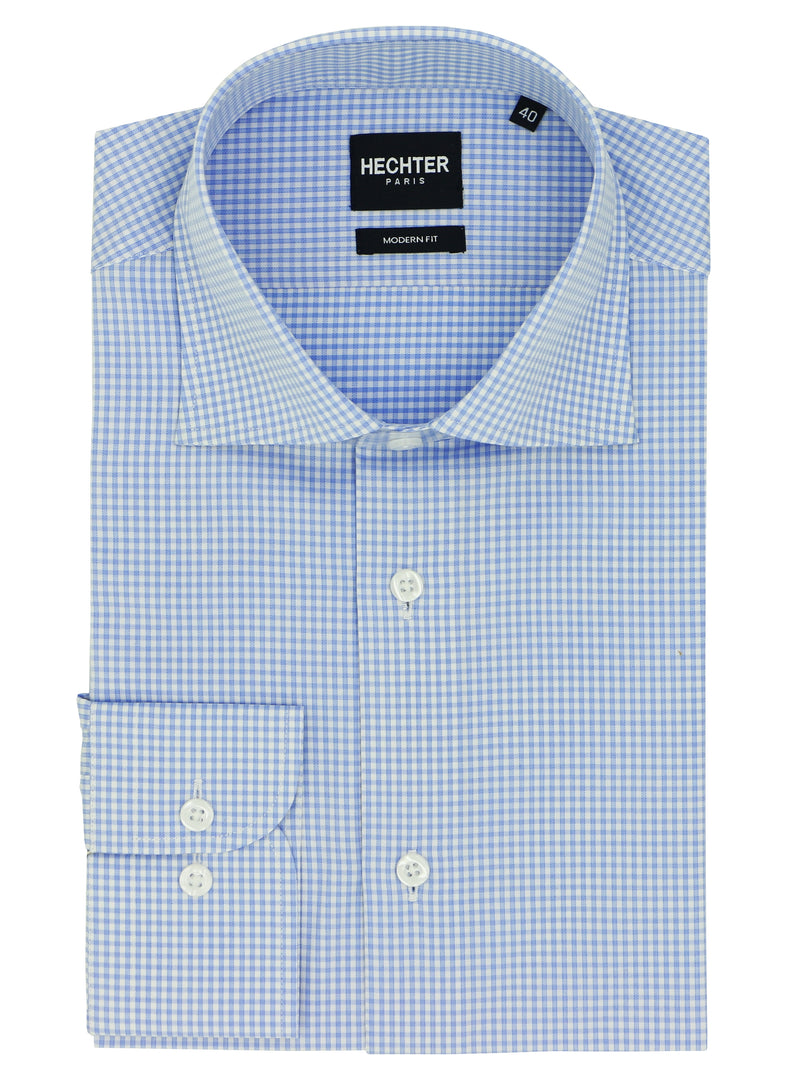 Jacque Business Blue Gingham Cotton Shirt