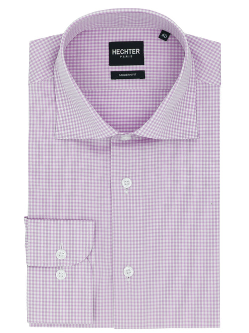 Jacque Business Lavender Gingham Cotton Shirt