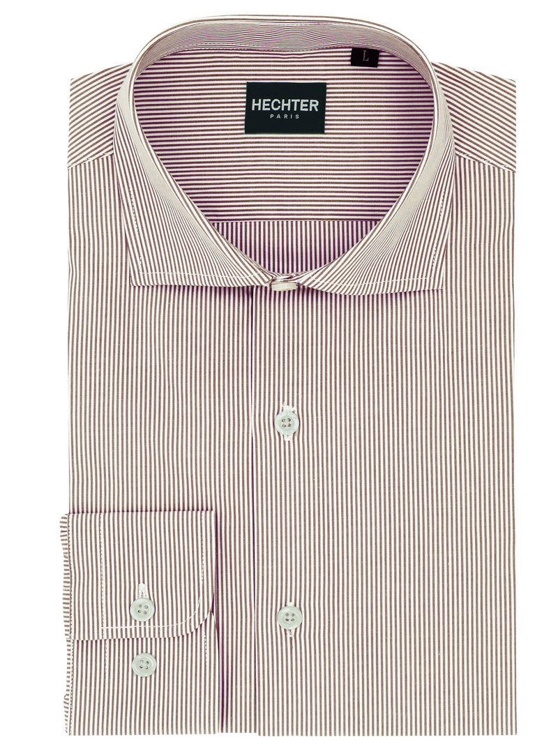 Jacque Business Brown Striped Cotton Shirt